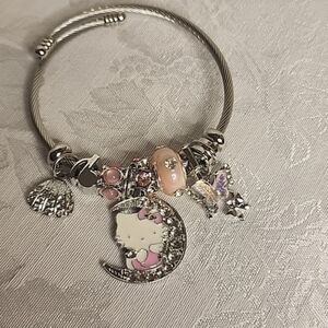 Brand New Hello Kitty Adjustable Pink Moon Charm Bracelet